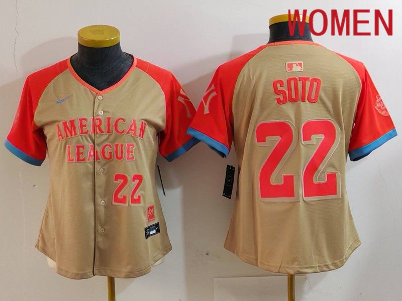Women New York Yankees 22 Soto Orange All star 2024 Nike MLB Jersey style 5